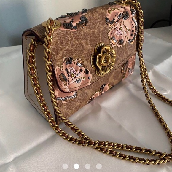 Coach Handbags - Coach Parker 18 In embellished signature Rose print